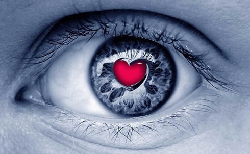 eye with a heart iris